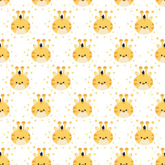 Seamless pattern with cartoon style giraffe head vector illustration