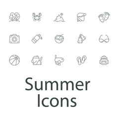 Summer and beach icons set . Summer and beach pack symbol vector elements for infographic web