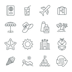 Summer and beach icons set . Summer and beach pack symbol vector elements for infographic web