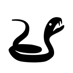 Black silhouette snake Isolated symbol or icon snake on white background