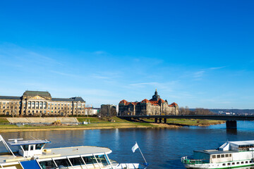 Elbe in Dresden, with many sights, art museum, art academy, tourism