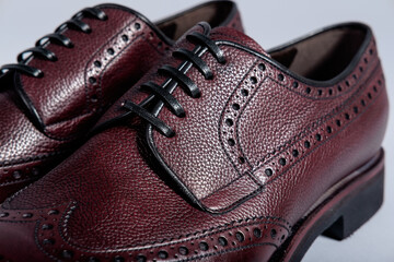 Men classic shoes boots on grey background