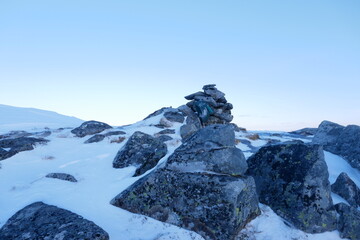 snow covered mountains in winter