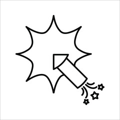 Explosive firecracker icon. Firecracker petard outline icon. Pyrotechnics symbol, vector illustration. Vector graphics