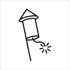 Explosive firecracker icon. Firecracker petard outline icon. Pyrotechnics symbol, vector illustration. Vector graphics