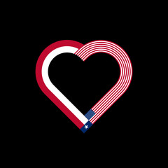 heart ribbon icon of texas and united states flags. vector illustration isolated on black background