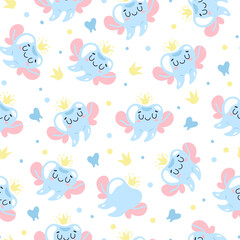 Fairy tooth character seamless design element cartoon pattern