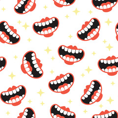 Smile cartoon mouth seamless design element cartoon pattern
