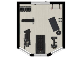 Floor plan gym. Fitness center 3d illustration. Fitness. Gym. Fitness club. Gym interior design.