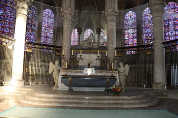 La cathédrale Saint Etienne, style gothique, intérieur de la cathédrale, ville de Auxerre, département de l'Yonne, France