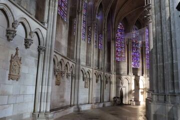 La cathédrale Saint Etienne, style gothique, intérieur de la cathédrale, ville de Auxerre,...