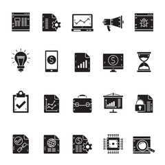 Silhouette Search Engine Optimization icons - vector icon set