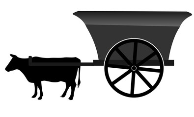 Ancient traditional bullock cart in Asia