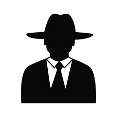 Black Man with suit. Person sketch vector silhouette