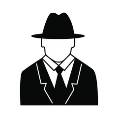 Man with suit and hat. Human sketch vector silhouette