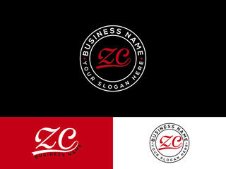 Signature ZC logo, Letter Zc cz fashion Logo Icon For luxury or any type of business - obrazy, fototapety, plakaty