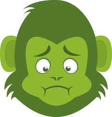 Vector illustration of a nauseous green cartoon monkey or gorilla