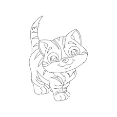 Coloring Page Outline of Cute Cat for kids Animal Coloring Page Cartoon Vector Illustration