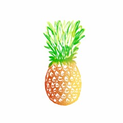 Isolated pineapple on a white background. Hand drawn pineapple.