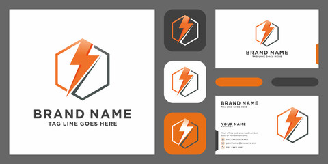 Creative Thunder Concept Logo Design with business card Template