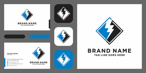 Creative Thunder Concept Logo Design with business card Template