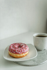 breakfast with coffee and croissant