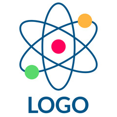 Vector logo symbolizing an atom isolated on white