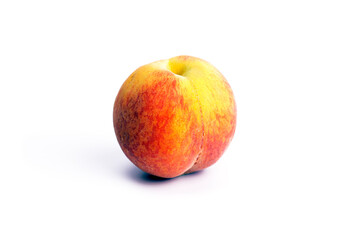Ripe fresh peach fruit isolated on white background.