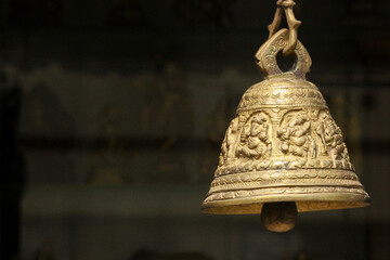 close up shot of bell in the temple