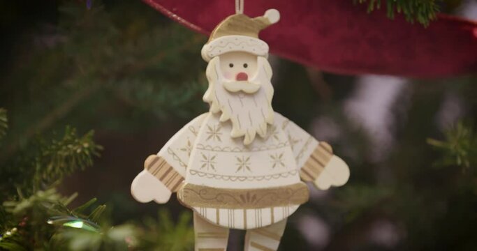 Christmas holiday tree ornaments german stanta claus in white tilt up