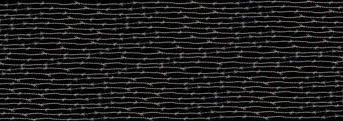 Barbed wire on a black background