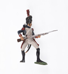antique french soldier figurine isolated on white background