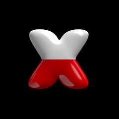 Poland flag letter X - Small 3d polish font - Suitable for Poland, Ukraine war or politics related subjects