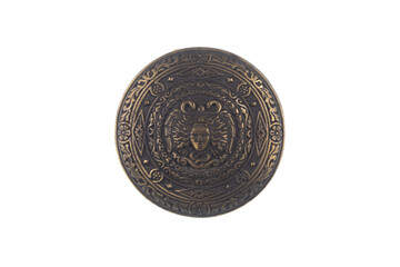 heraldic bronze shield isolated on white background