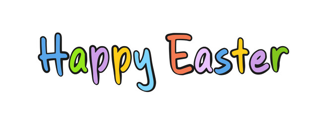 Happy Easter colorful lettering. Isolated on white background. Vector