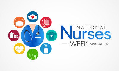 National Nurses Week is observed in United states form 6th to 12th May of each year, to mark the contributions that nurses make to society. Vector illustration
