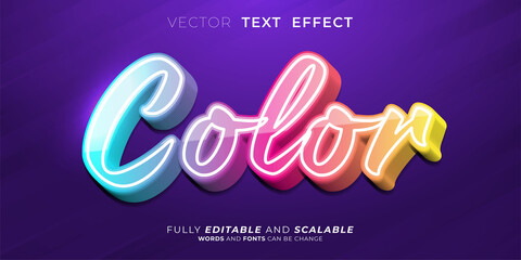 Editable text effect Color three dimension text style