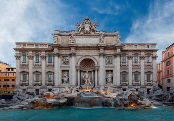 Fototapeta na wymiar The Trevi Fountain is an 18th-century fountain in the Trevi district in Rome, Italy,