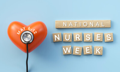 National Nurses Week is observed in United states form 6th to 12th May of each year, to mark the contributions that nurses make to society. 3D Rendering