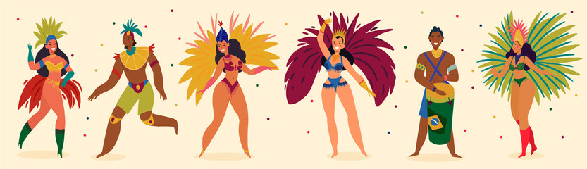Brazilian Carnival. Big set of vector icons. Design elements. - obrazy, fototapety, plakaty