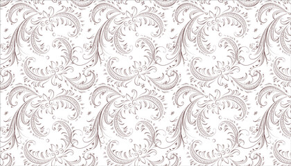 Vector illustration A pattern with a burgundy floral ornament on a white background