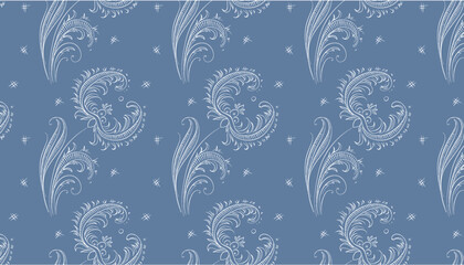 Vector illustration Pattern with white flowers on a blue background