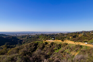 Fototapeta na wymiar Sunny landscape view from Hollywood Hills trail