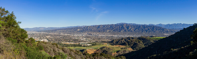 High angle view of the Burbank cityscape