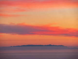 Sunset high angle view of the Santa Monica