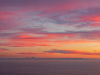 Sunset high angle view of the Santa Monica