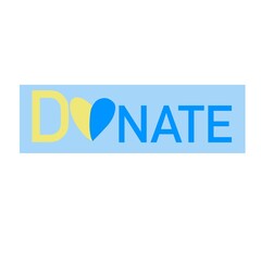 The slogan of donation and charity in the symbol in the colors of the national Ukrainian flag. The idea of ​​peace, prayer, support and absence of war in the country of Ukraine