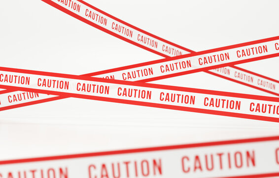 Empty accident scene with caution tape fencing