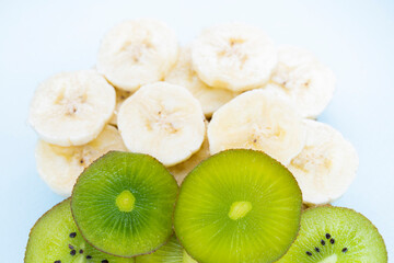 Fototapeta na wymiar fruit sandwich. Kiwi and banana. fruit dessert
