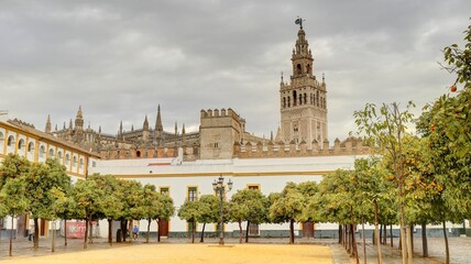 Obraz premium Cathédrale Notre-Dame du Siège de Séville et la giralda en Andalousie